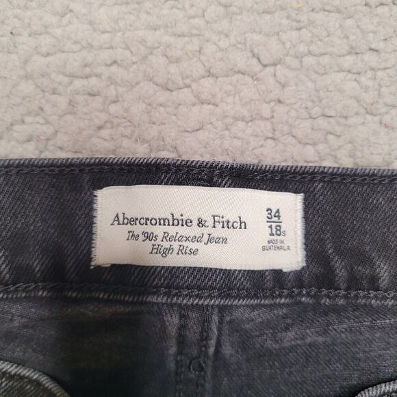 Abercrombie & Fitch Jeans 29 8 Regular Black Denim 80s Mom High Rise Split Hem - Picture 5 of 8